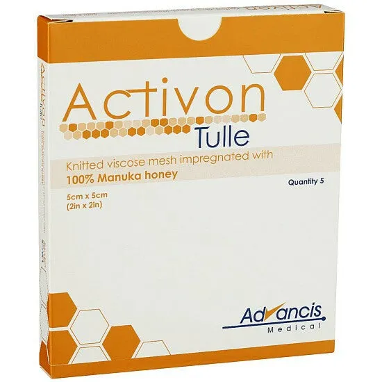 Activon Dressing Tulle Natural Manuka Honey Dressing 5cm x 5cm - 5 Pack
