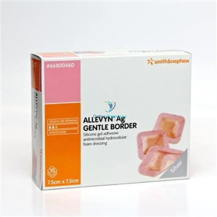 Allevyn Ag (Silver) Gentle Border Wound Dressing - 7.5cm x 7.5cm (10 Pack)