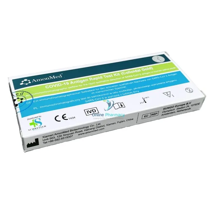 AmonMed COVID-19 Antigen rapid Saliva Test Kit (Colloidal) For Self testing/Home use - 1 Pack
