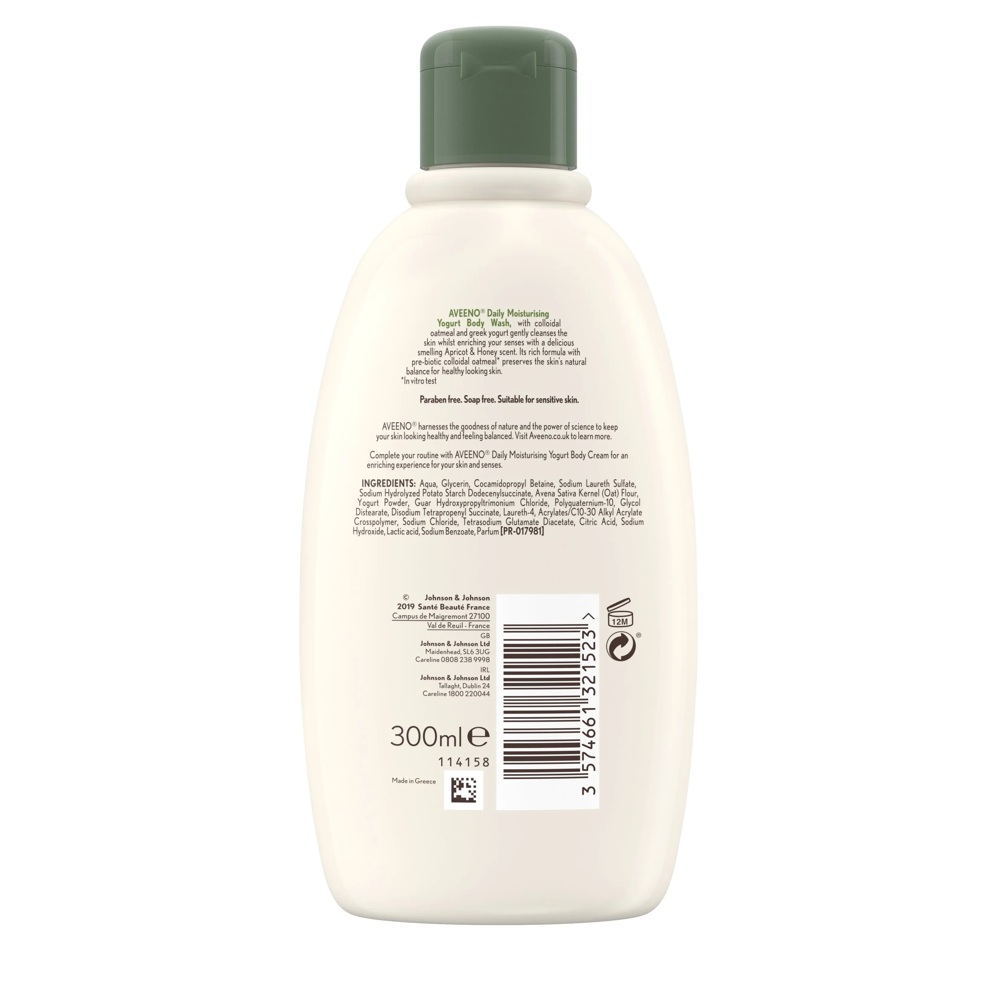 Aveeno Daily Moisturising Yogurt Body Wash Apricot Scent- 300ml - Image 2