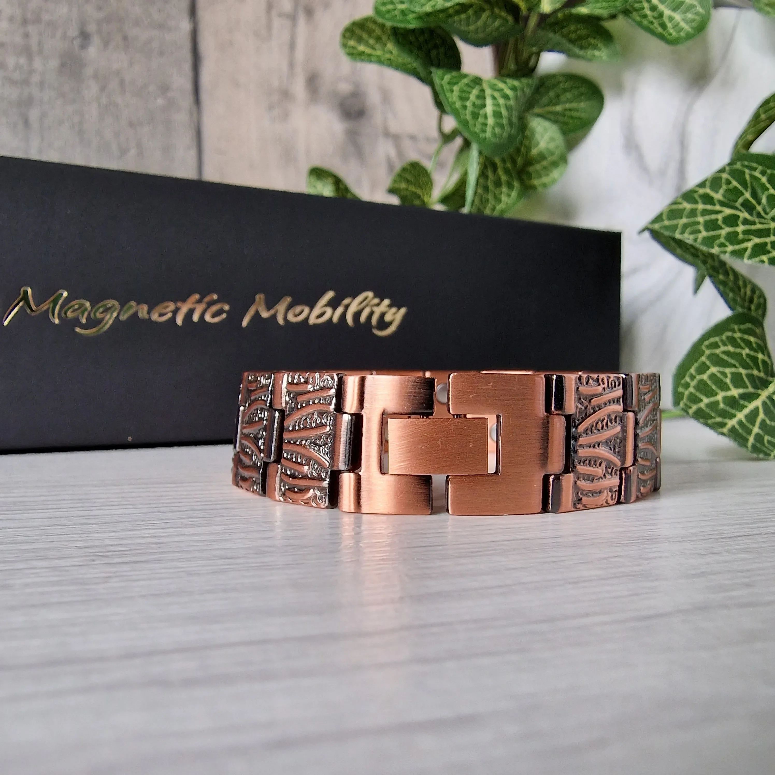 Burnet + Copper Magnetic Link Bracelet - Double strength - Image 2