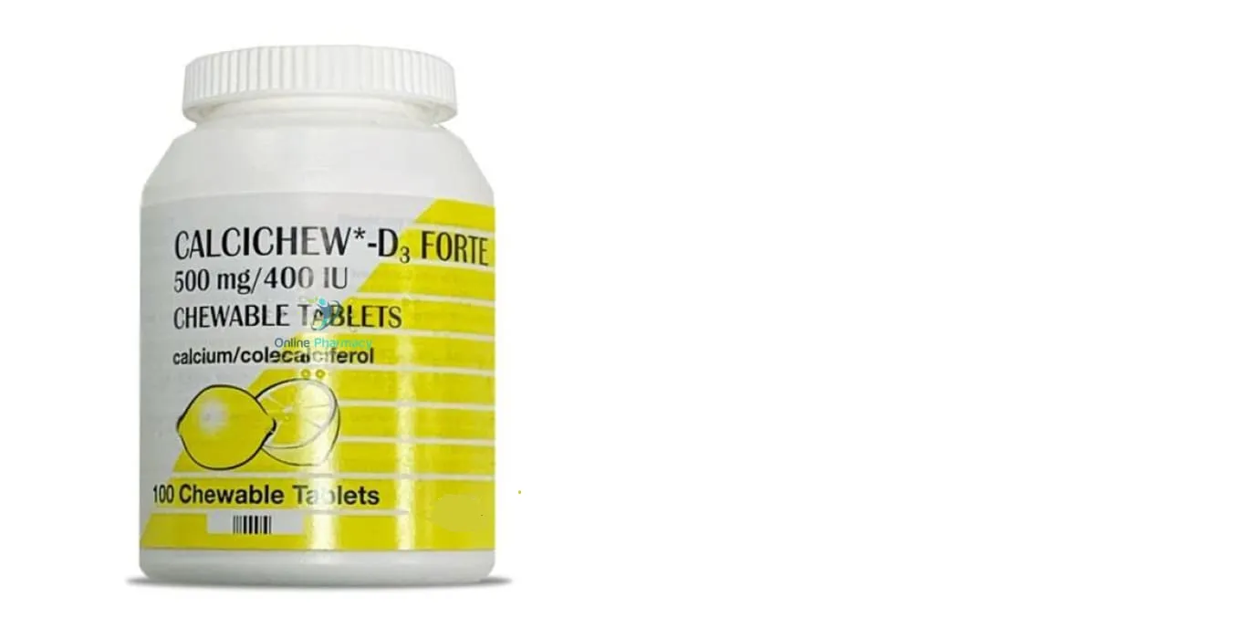 Calcichew D3 Forte Chewable Calcium & Vitamin D 500mg/400IU - 100 Tablets