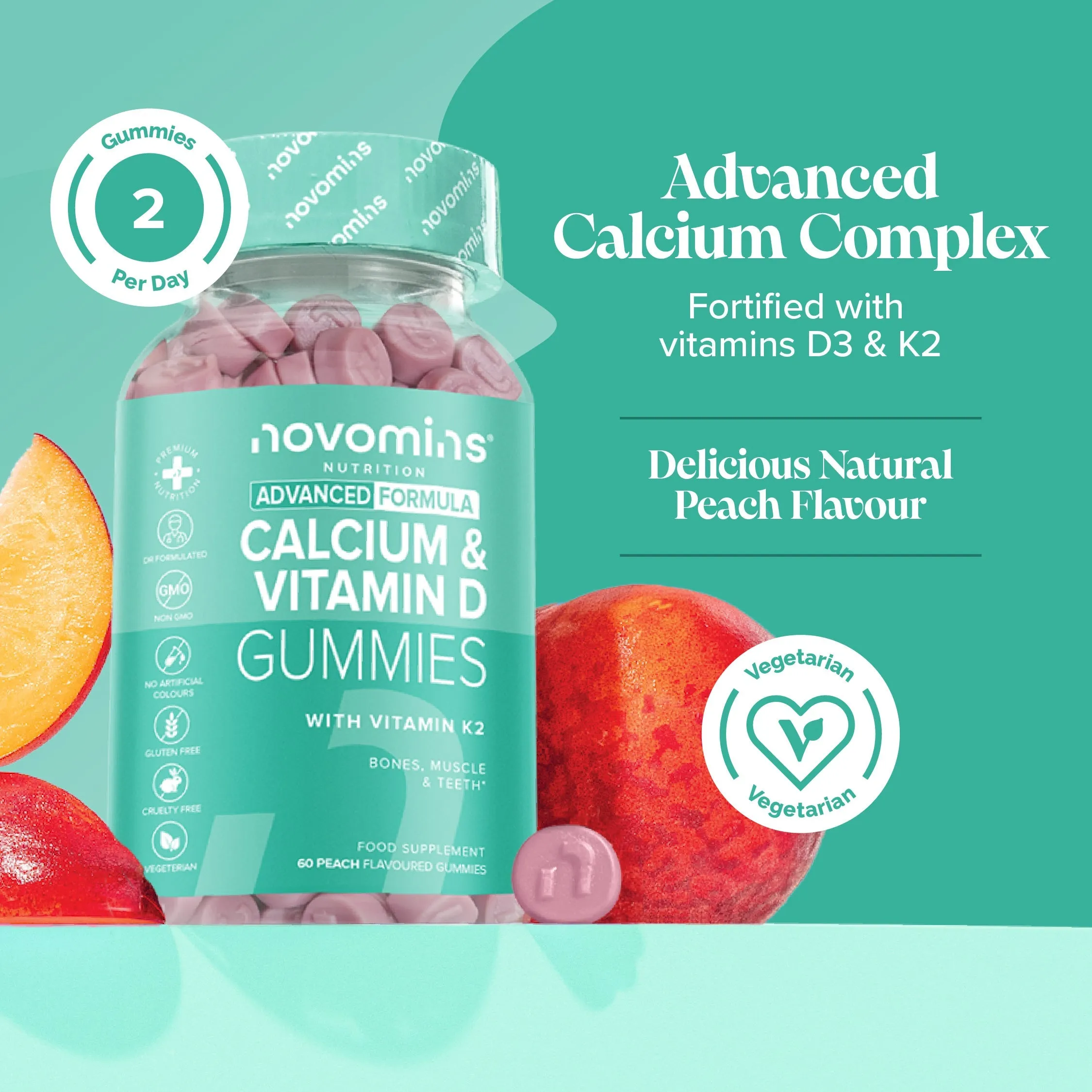 Novomins Calcium and Vitamin D Gummies - 60 Pack - Image 2