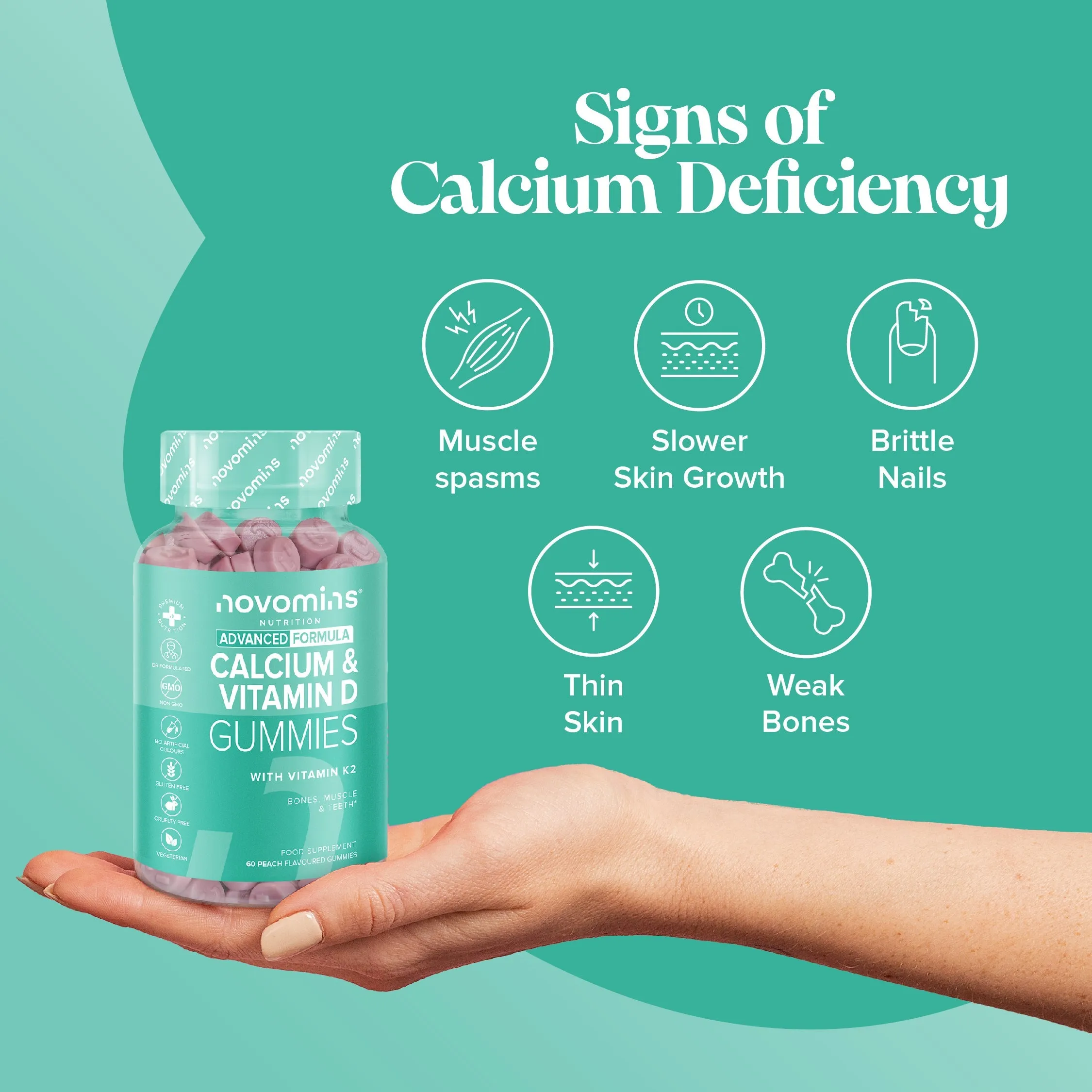 Novomins Calcium and Vitamin D Gummies - 60 Pack - Image 4