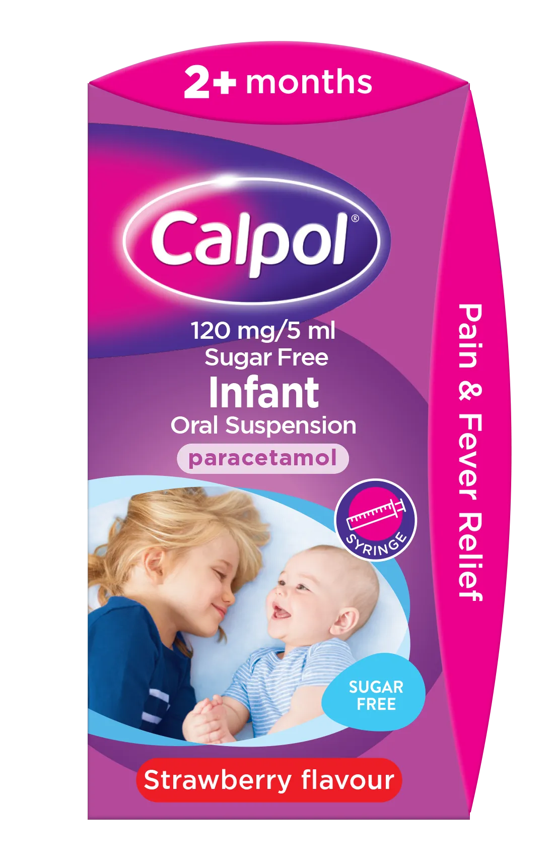 Calpol 2+ Months Strawberry Sugar Free Suspension - 60ml/140ml - Image 2