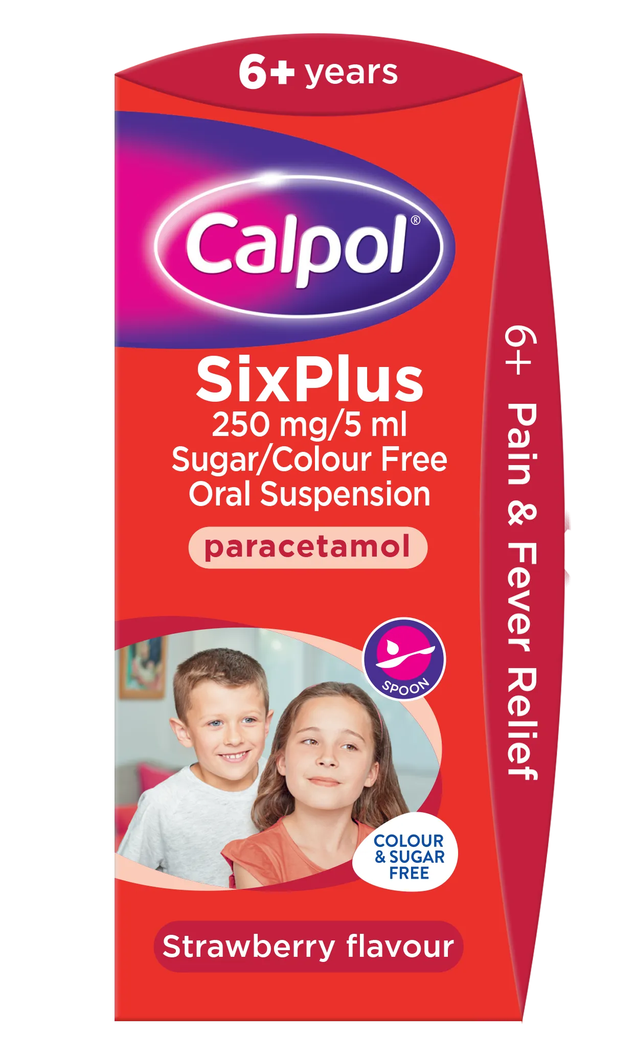 Calpol Six Plus Sugar Free Strawberry Suspension - 60ml/140ml - Image 2