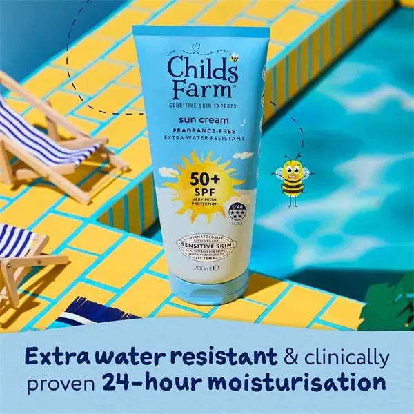 Childs Farm Sun Cream Lotion Tube Fragrance Free SPF50+ 100ml - Image 3