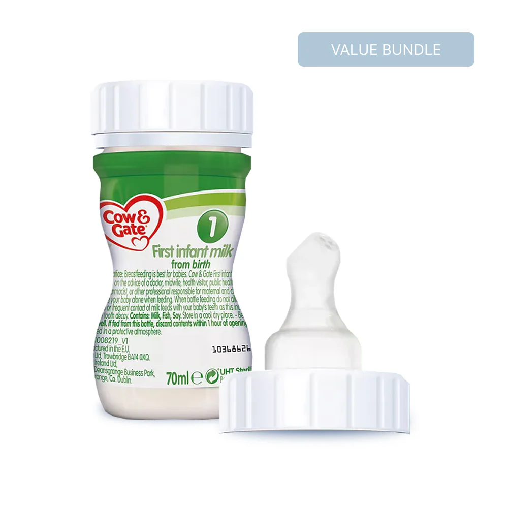 Cow & Gate First Milk 24x70ml + Cow & Gate RTF Preterm Teats (24 Teats)