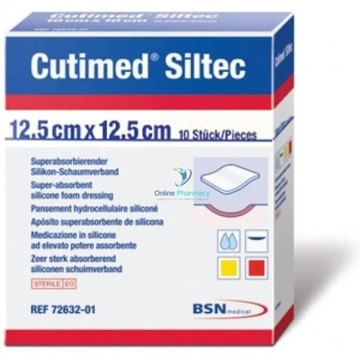 Cutimed Siltec Sorb Dressings - 12.5cm x 12.5cm - 10 pack