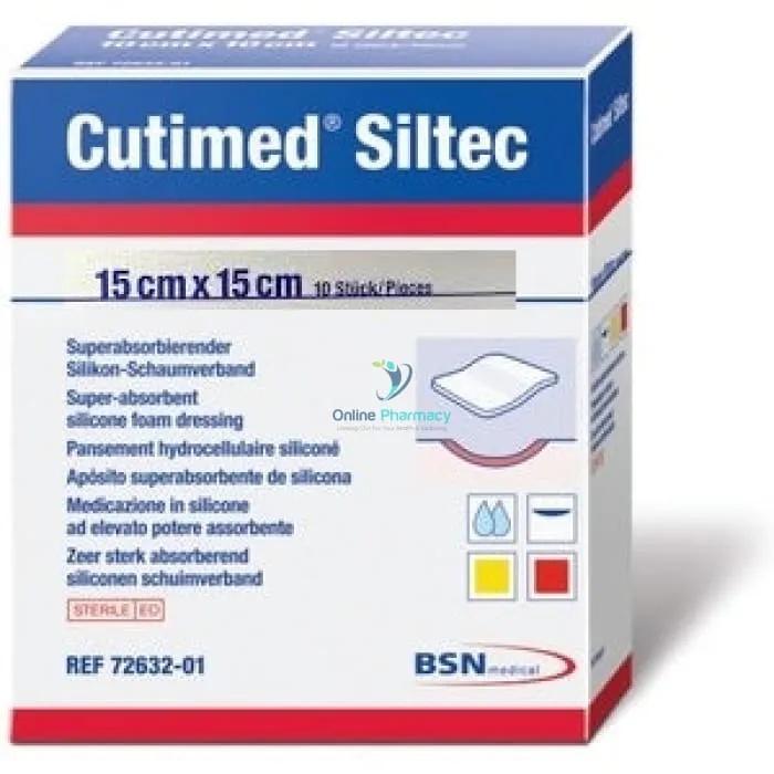 Cutimed Siltec Sorb Dressings -  15cm x 15cm - 10 pack