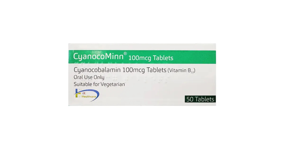 Cyanocobalamin 100mcg Vitamin B12 Tablets - 50 Pack