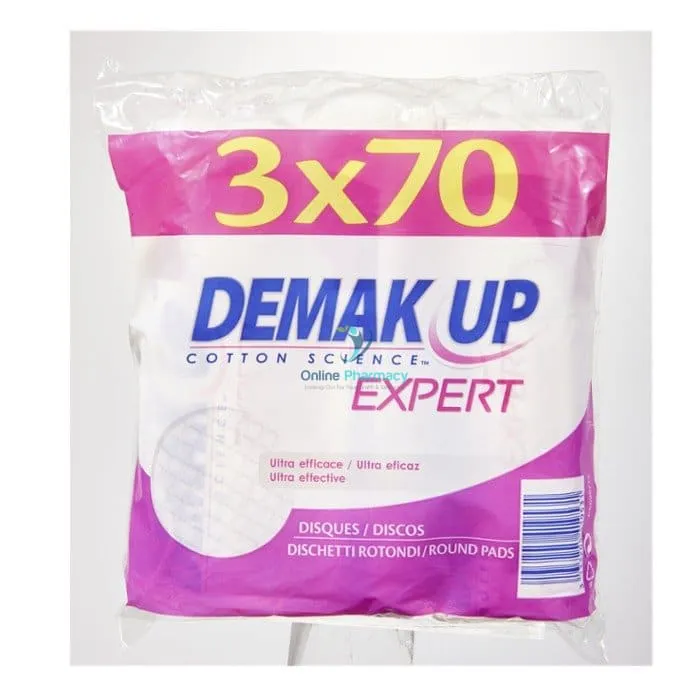 DeMak Up Round Cotton Pads 3 x 70 Pack