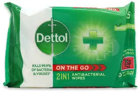 Dettol 2 in 1 Antibacterial Wipes - 15 Pack