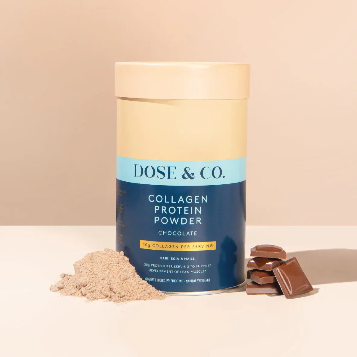 Dose & Co Collagen Protein Powder - Chocolate 420g - Image 2