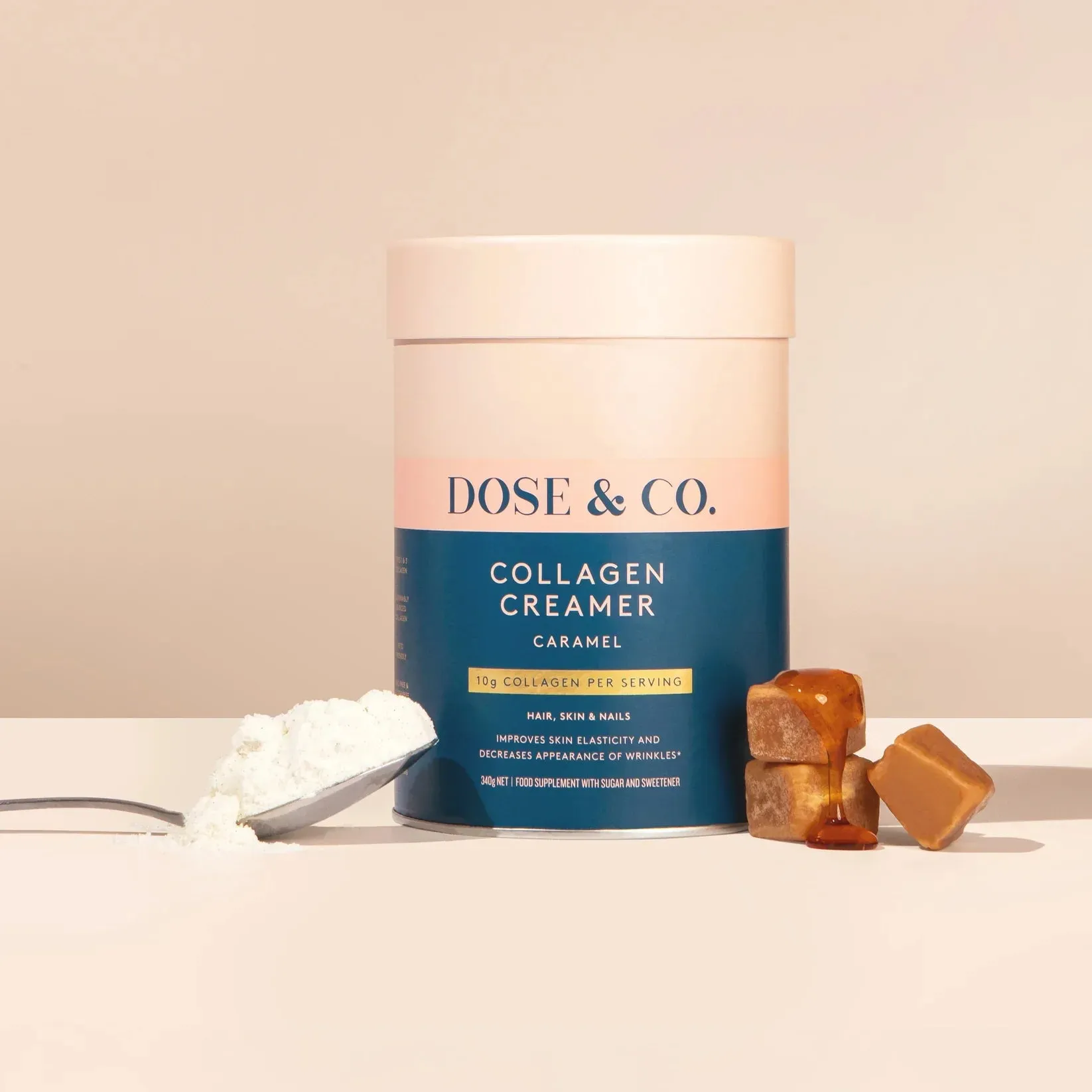 Dose & Co Dairy Collagen Creamer - Caramel 340g - Image 2