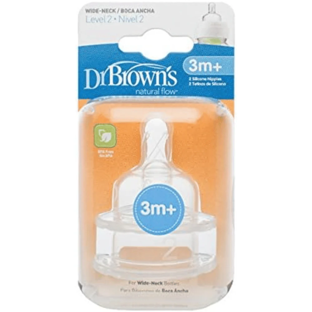 Dr Brown's Options+ Level 2 Wide Neck Twin Pack Teats 3 Months + - Image 2