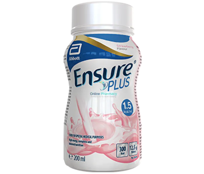 Ensure Plus Strawberry Nutritional Drink Bottle - 24 x 200ml Case