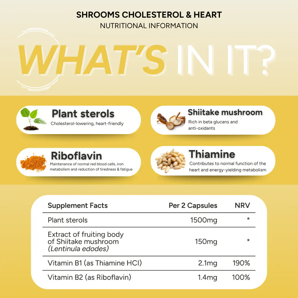 Fabu Shrooms Cholesterol and Heart - 90 Capsules - Image 3
