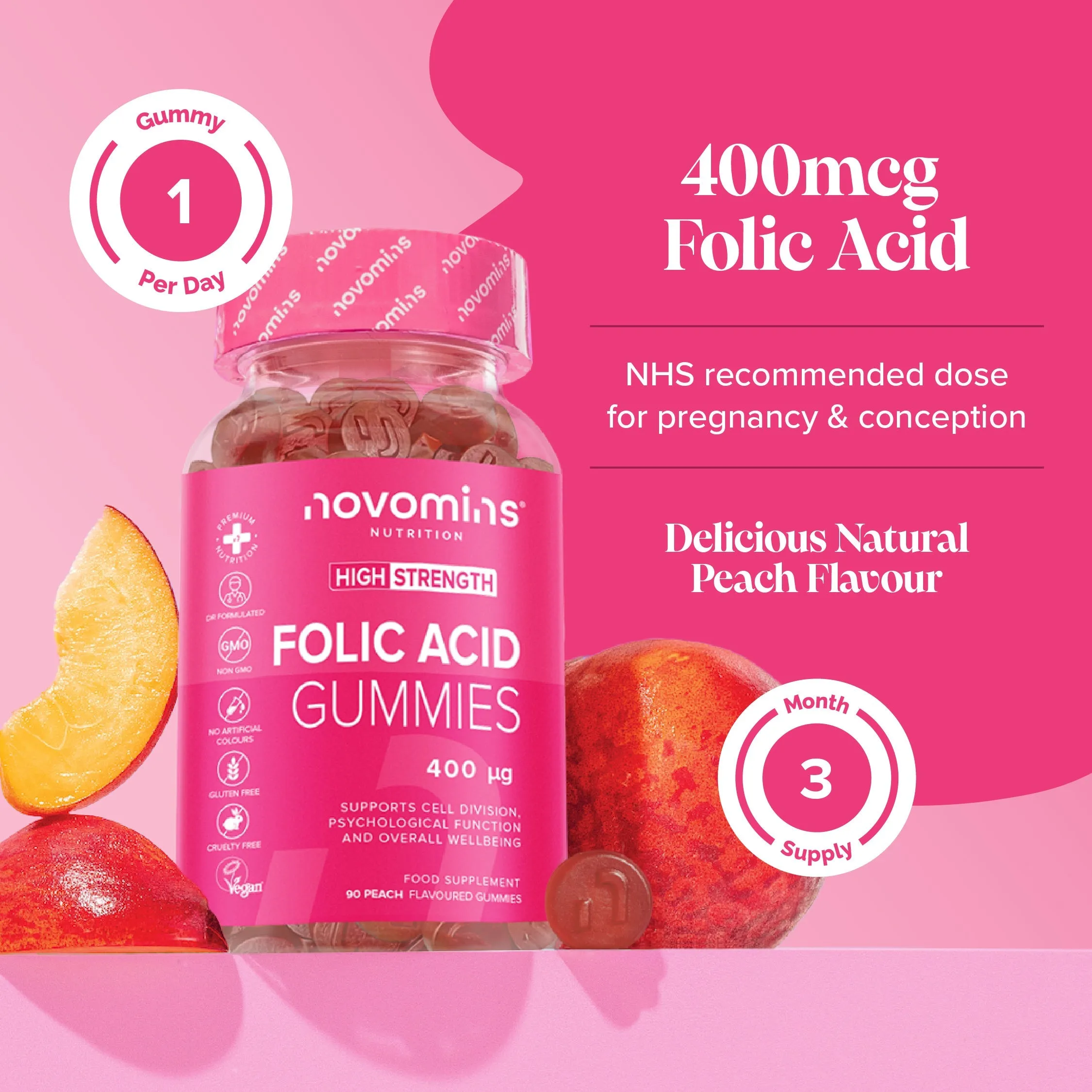 Novomins Folic Acid Gummies - 90 Pack - Image 2