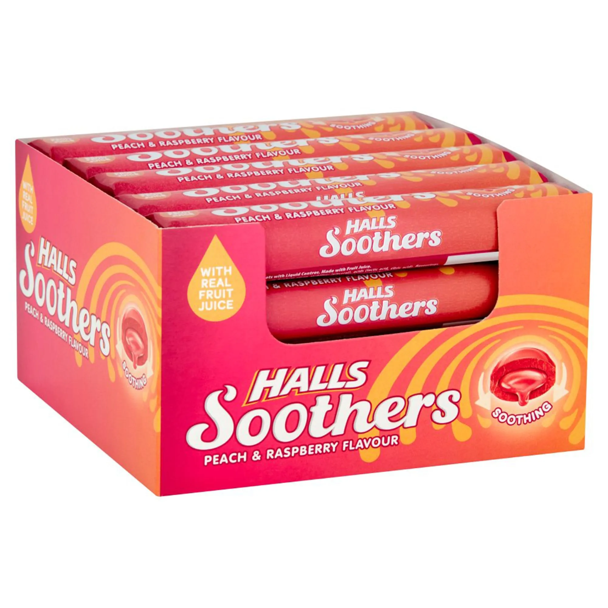 Halls Soothers Throat Lozenges Peach & Raspberry - Single Pack / Box of 20 Pack - Image 2