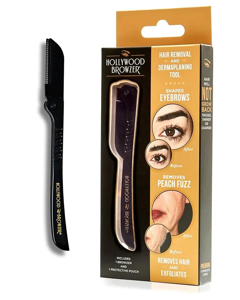 Hollywood Browzer Eyebrow Razor Facial Hair Remover & Dermaplaning Tool for Women