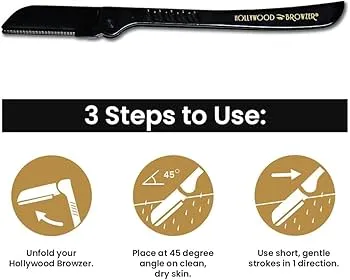 Hollywood Browzer Eyebrow Razor Facial Hair Remover & Dermaplaning Tool for Women - Image 2
