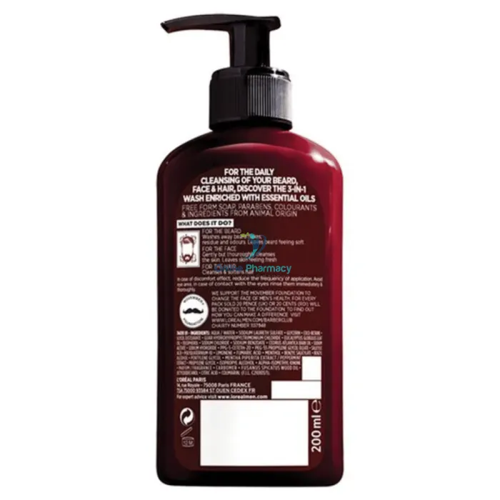 L’Oreal Men Expert Barberclub Beard & Face Wash - 200ml - Image 2