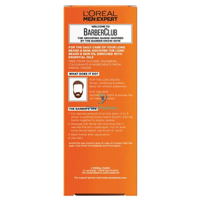 L'Oreal Men Expert Barber Club Long Beard Skin Oil 30ml - Image 3
