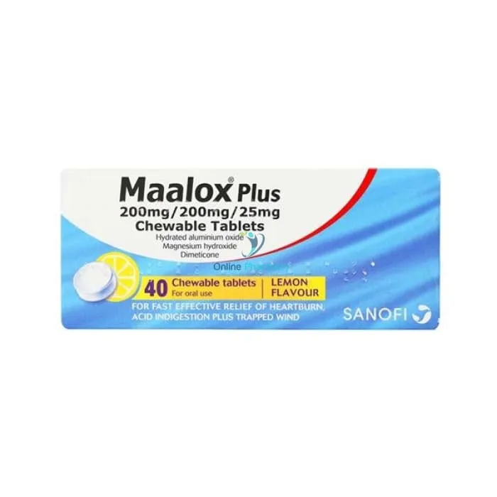 Maalox Plus Chewable Tablets Lemon Flavour - 40 Pack