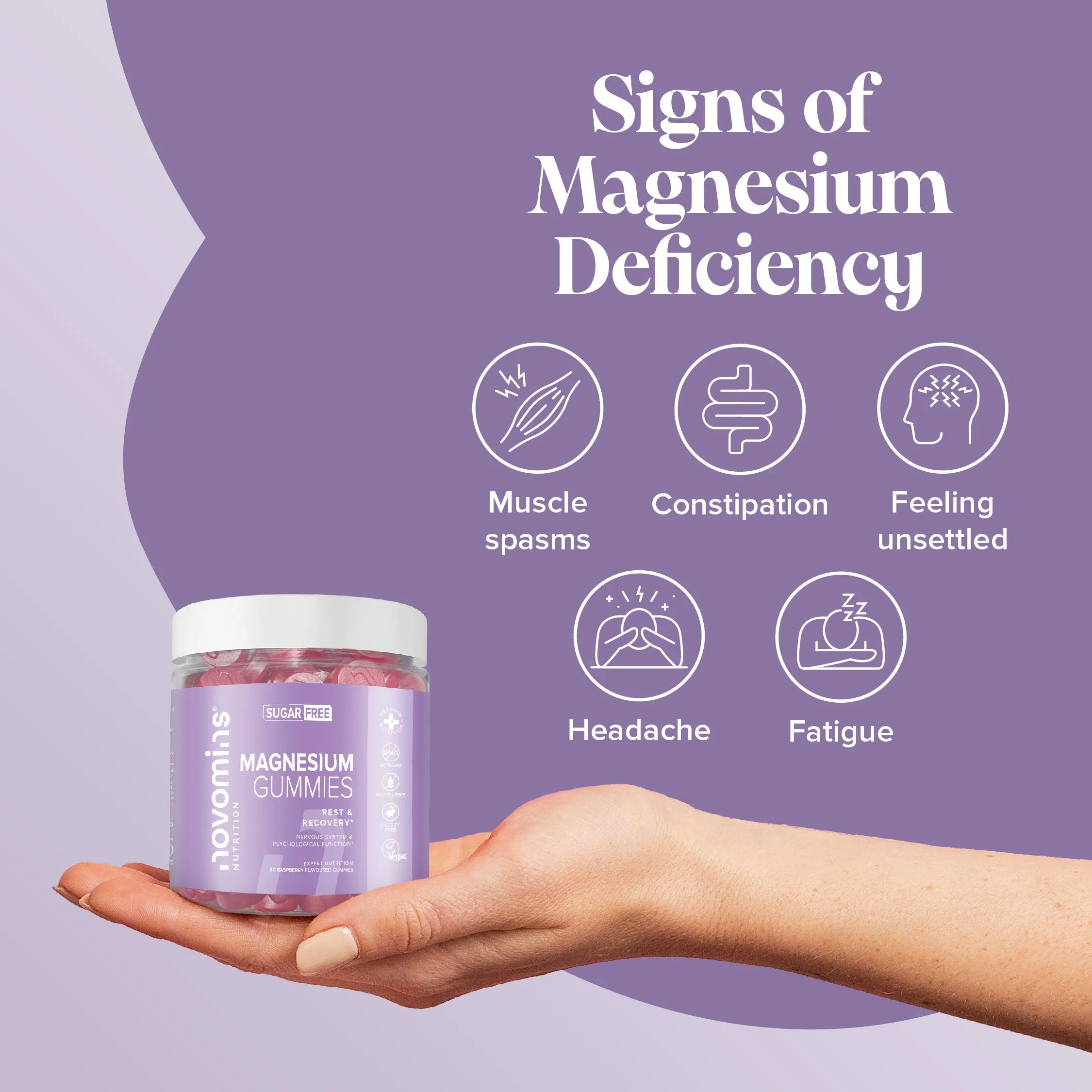 Novomins Magnesium Sugar-Free Gummies - 60 Pack - Image 3