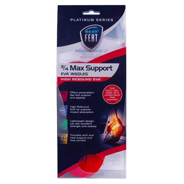 Platinum Series Maximum Foot Support 3/4 Insole - 1 Pair