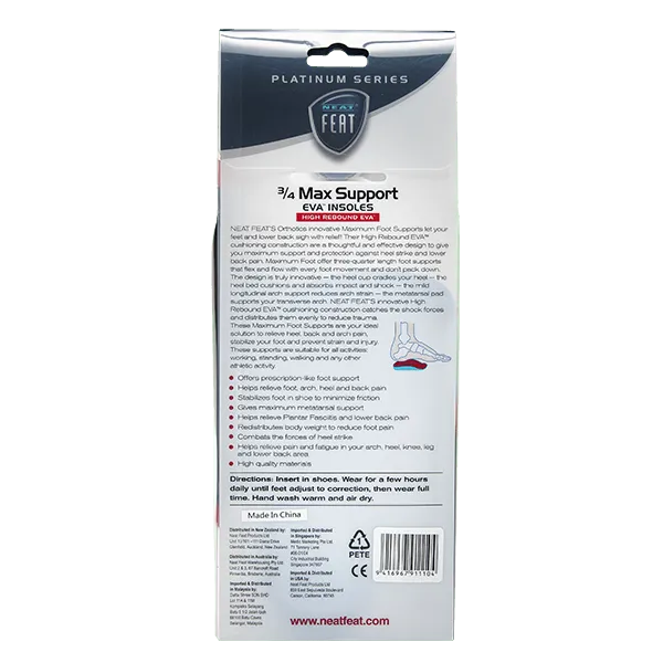Platinum Series Maximum Foot Support 3/4 Insole - 1 Pair - Image 2