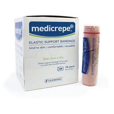Medicrepe Elastic Support Crepe Bandage - 6cm x 5m (Single or Box of 24)