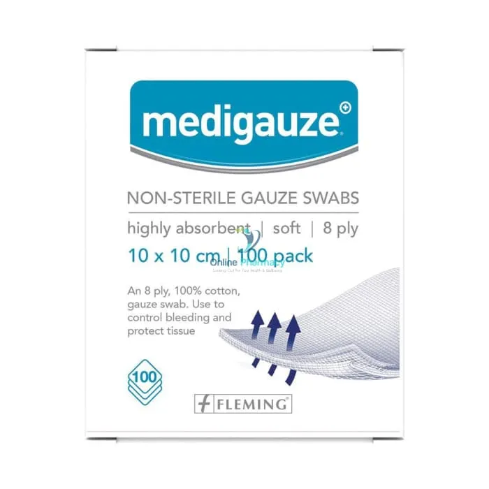 Medigauze Non-Sterile Gauze Swabs - 10cm x 10cm (100 Pack)