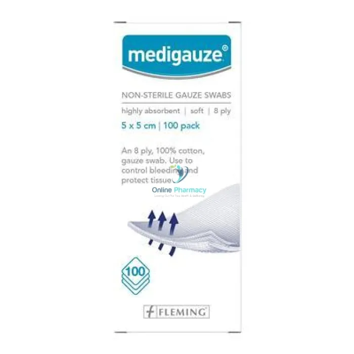 Medigauze Non-Sterile Gauze Swabs - 5cm x 5cm (100 Pack)