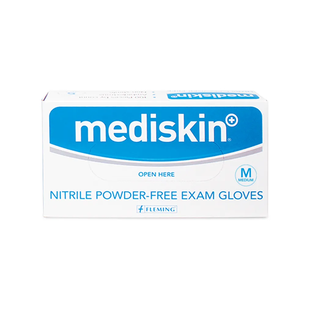 Mediskin Blue Nitrile Gloves Powderfree (100's) - S/M/L/XL - Image 2