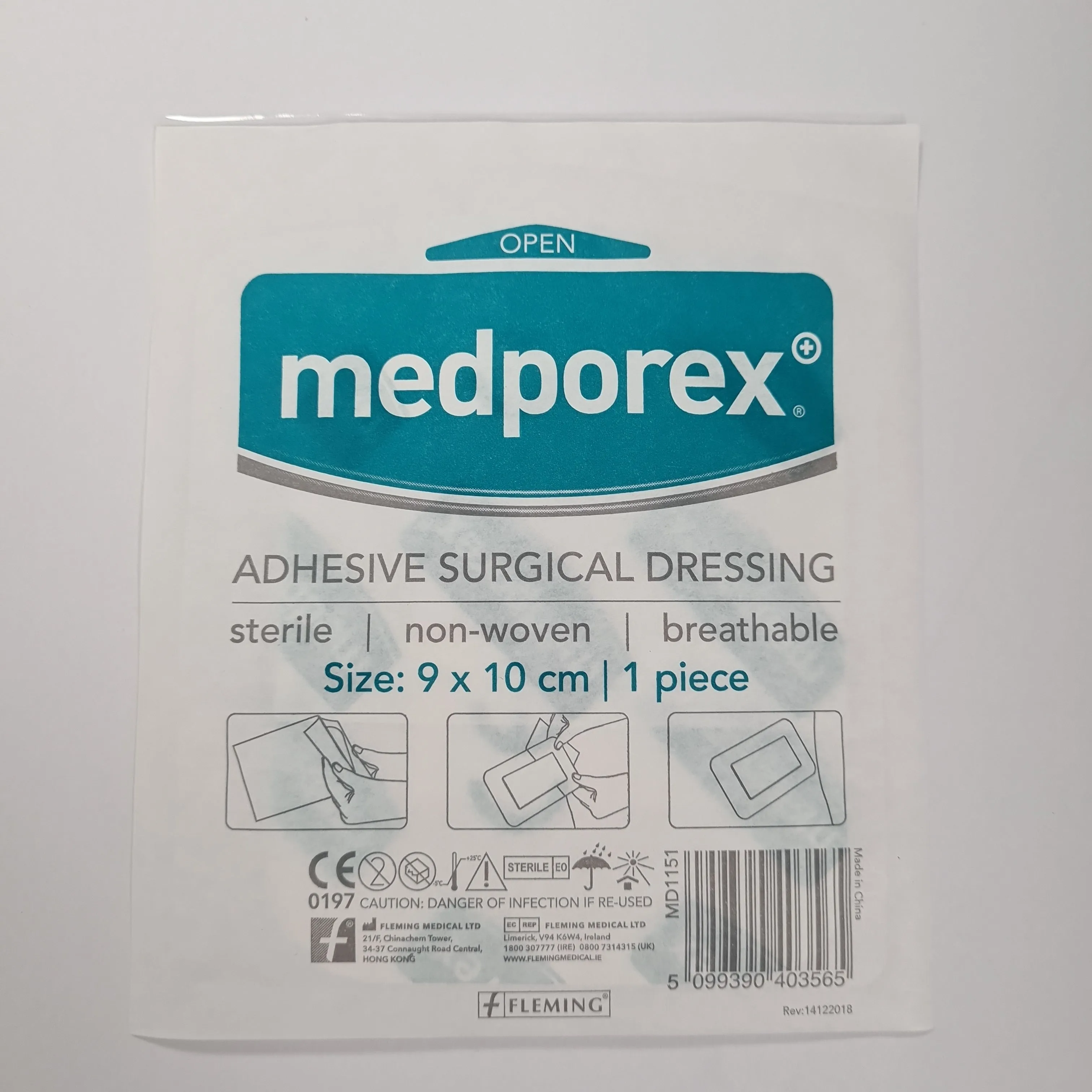 Medporex Adhesive Wound Dressing - 9cm x 10cm (Single Dressing)