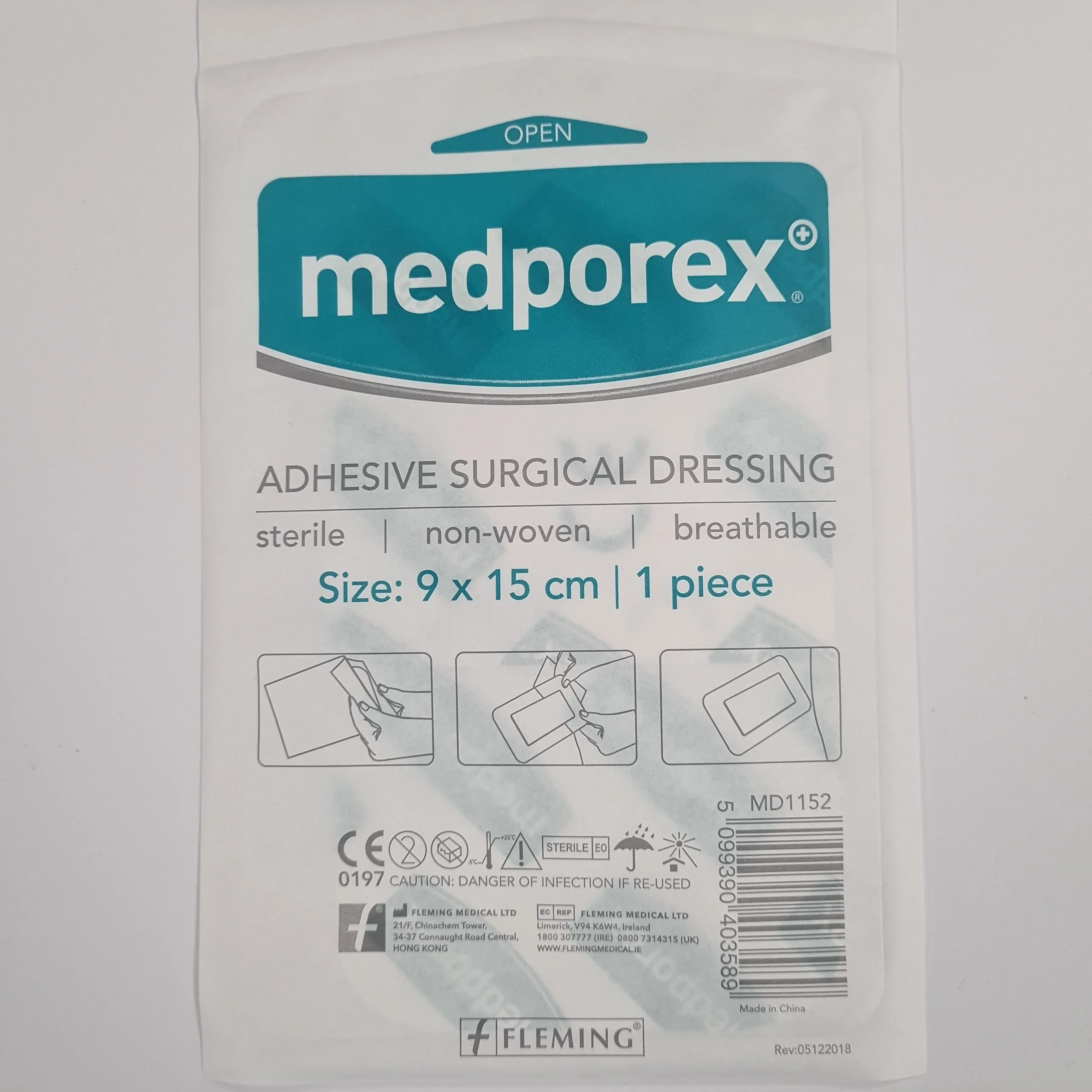 Medporex Adhesive Wound Dressing - 9cm x 15cm (Single Dressing)