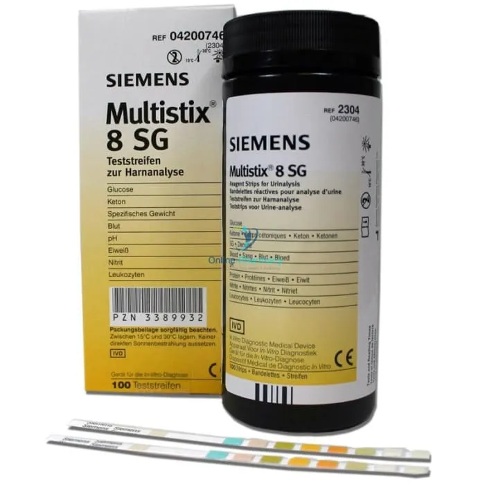Multistix 8 SG Reagent Strips for Urinalysis - 100 Pack 2304