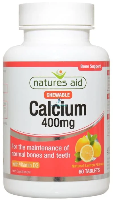 Natures Aid Chewable Calcium 400mg Lemon - 60 Pack