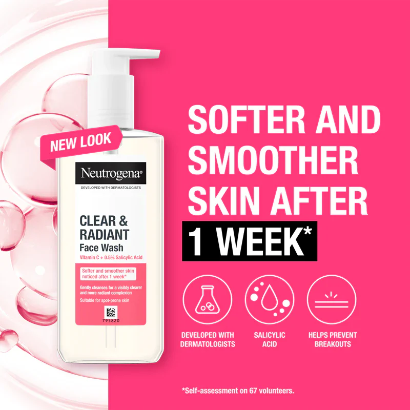 Neutrogena Clear & Radiant Face Wash - 200ml - Image 3