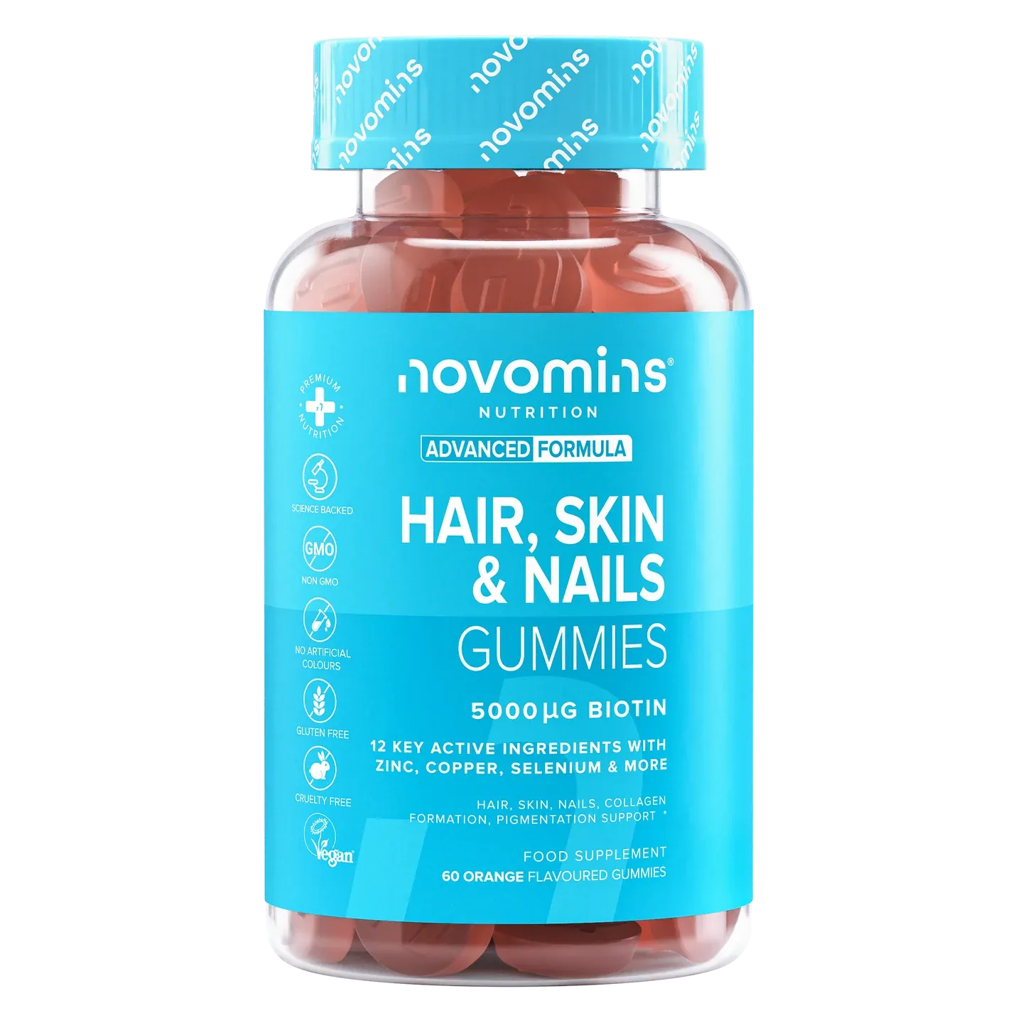 Novomins Hair, Skin & Nail Gummies - 60 Pack