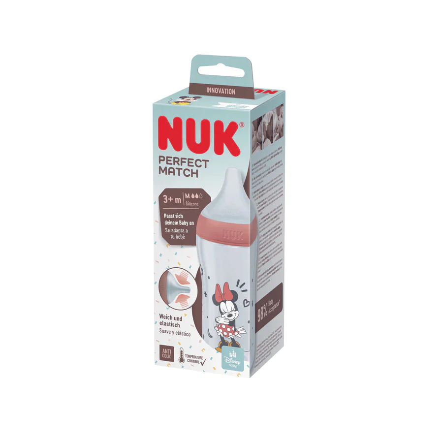 Nuk Perfect Match Temperture Control Minnie Mouse Medium Teat Red - 260ml