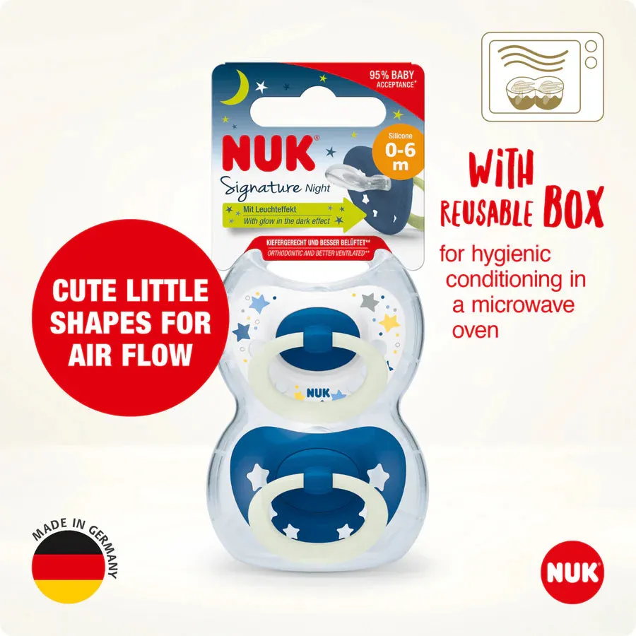Nuk Signature Night Twin Pack Soothers - 0-6 Months - Image 3