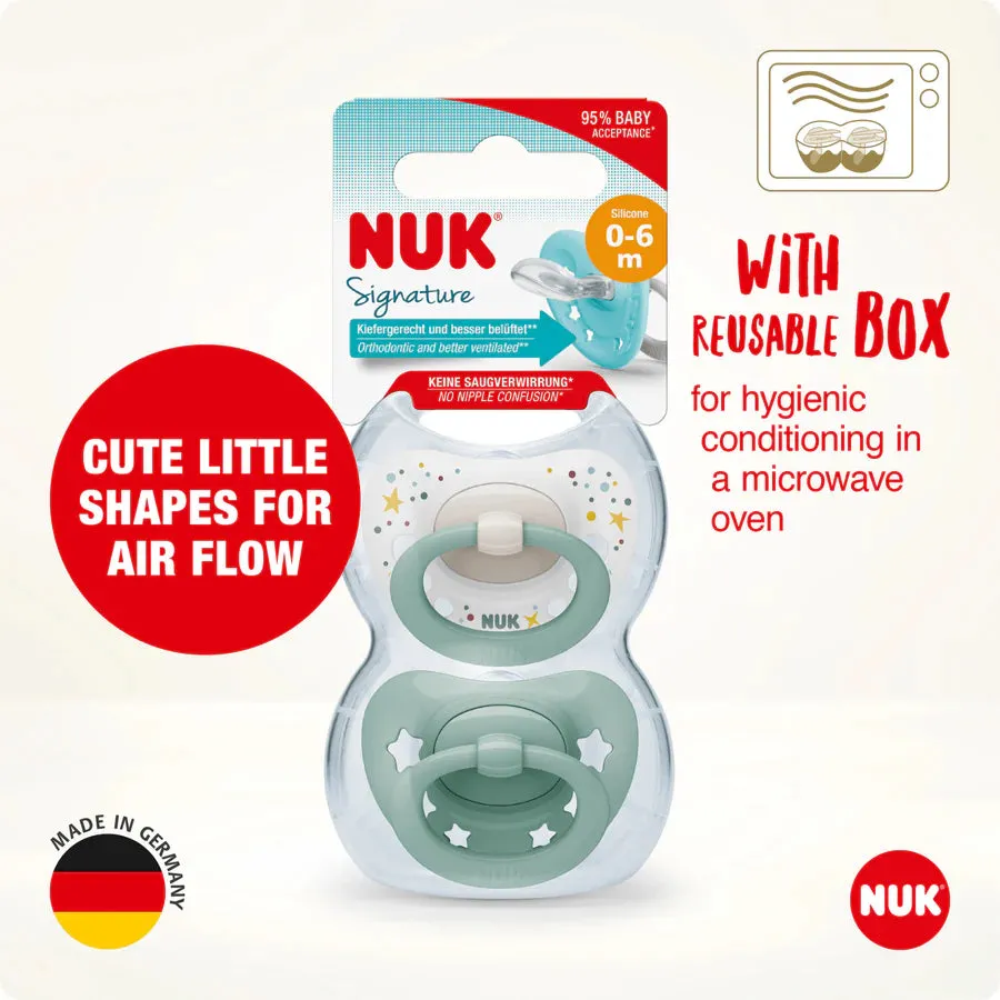NUK Signature Silicone Soother Boy 0-6 Months - 2 Pack - Image 2
