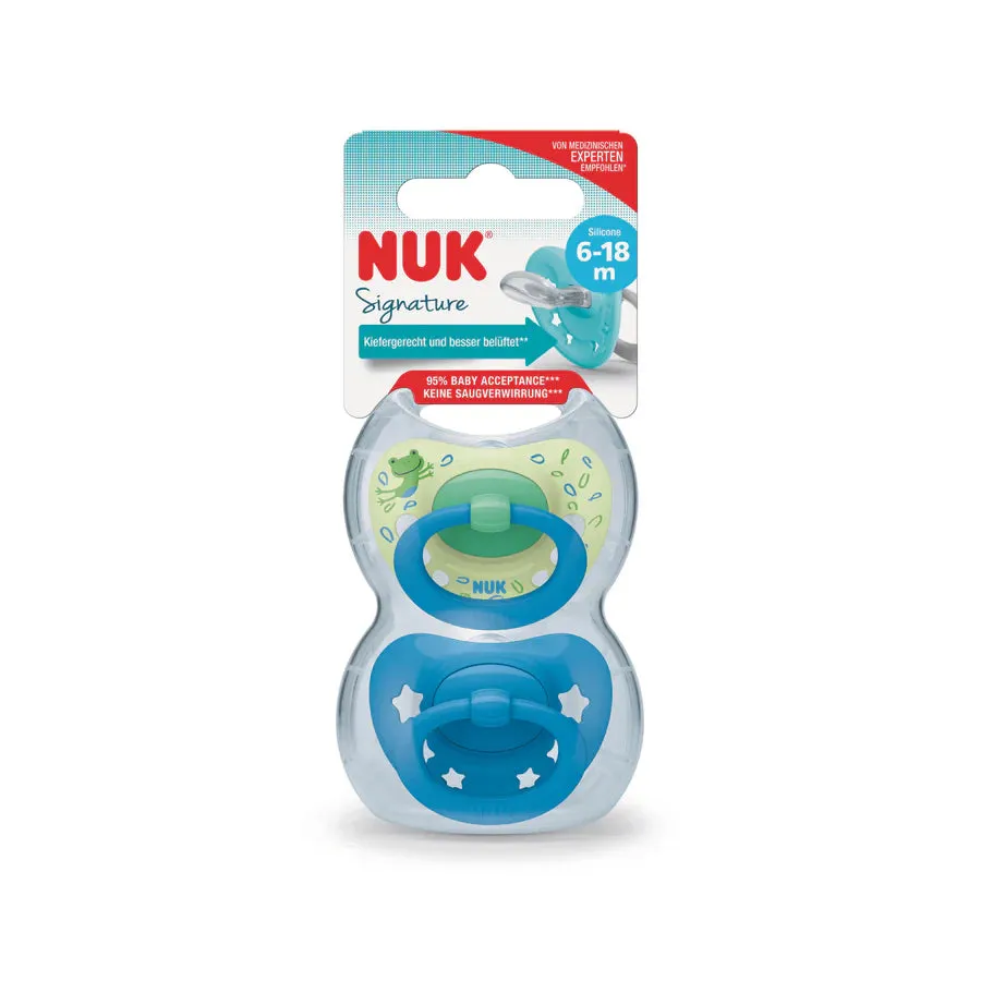 NUK Signature Silicone Soother Boy 6-18 Months - 2 Pack