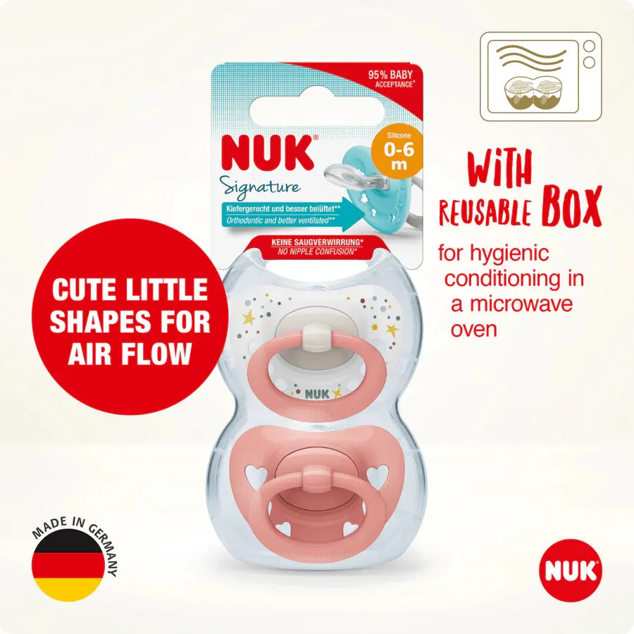 NUK Signature Silicone Soother Girl 0-6 Months - 2 Pack - Image 4