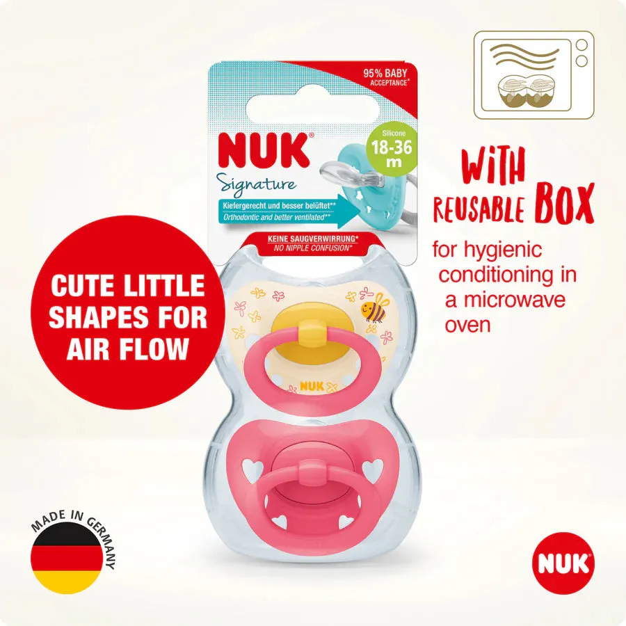 NUK Signature Silicone Soother Girl 18-36 Months - 2 Pack - Image 2