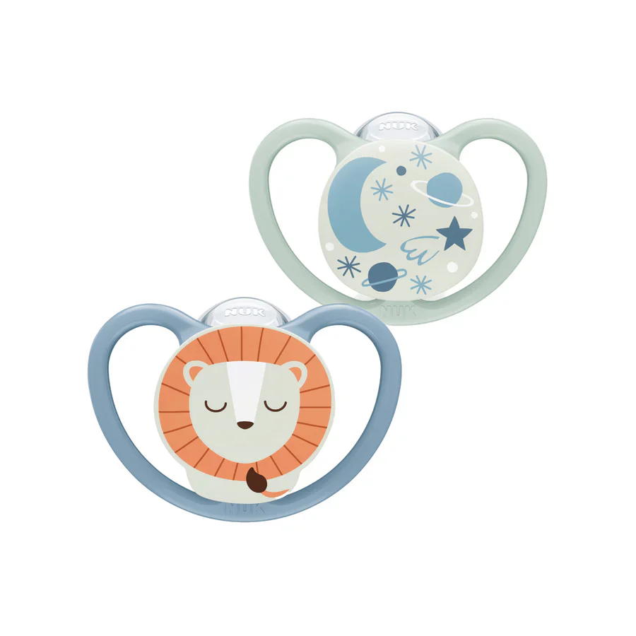 Nuk Space Soother Night Lion Blue 6-18 Months - 2 Pack - Image 2