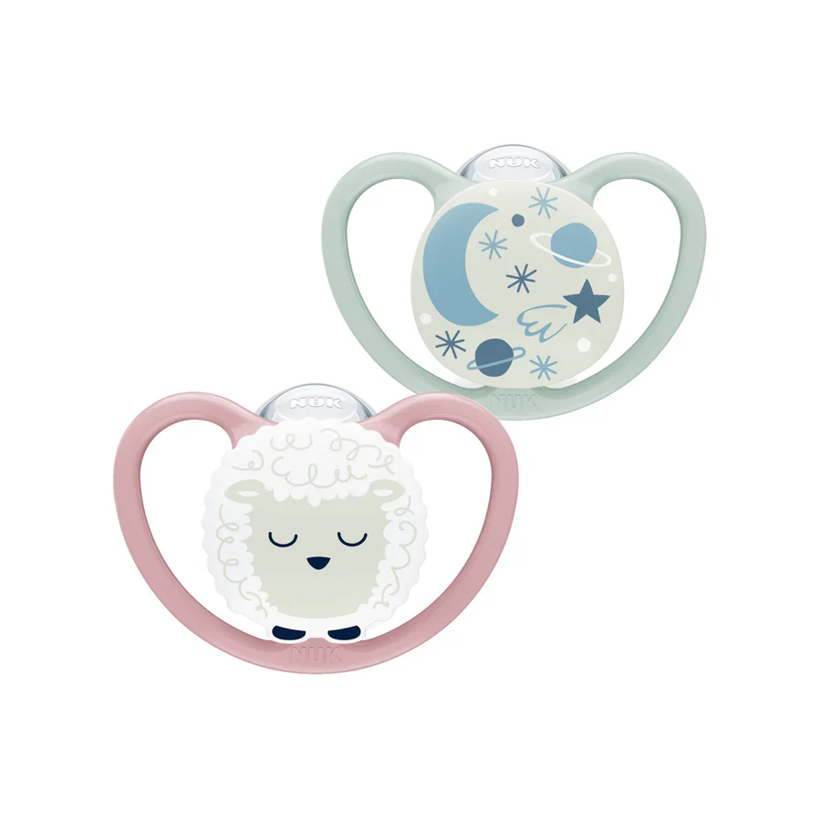 Nuk Space Soother Night Sheep Pink 0-6 Months - 2 Pack - Image 2